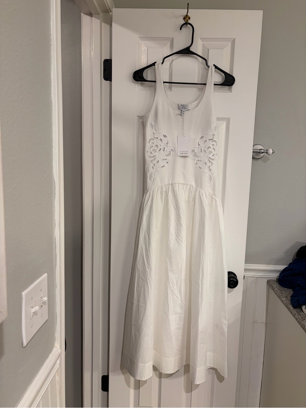& Other Stories Embroidered Tank Midi Dress White Small NWT